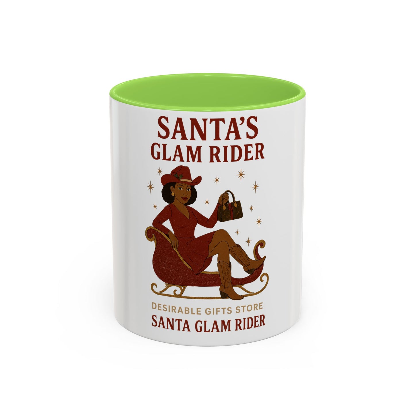 Santa's Glam Rider Mug - Colorful Holiday Coffee Cup for Christmas, Festive Gift, Seasonal Home Decor, Cheerful Beverage Container