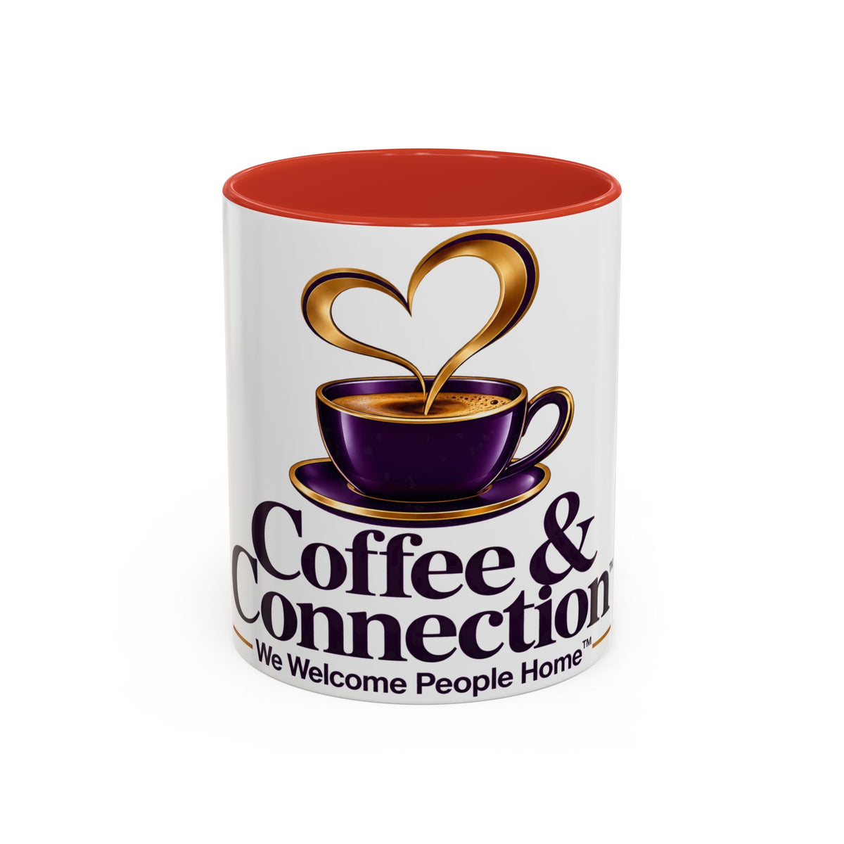 Coffee & Connection Accent Mug — 11/15oz Ceramic Coffee Cup with Heart Steam Design