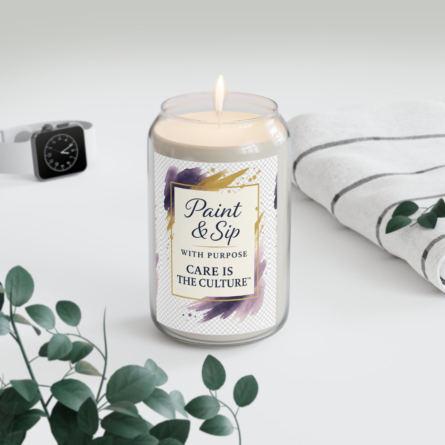 Paint & Sip Scented Soy Candle — "Care Is The Culture" 13.75oz