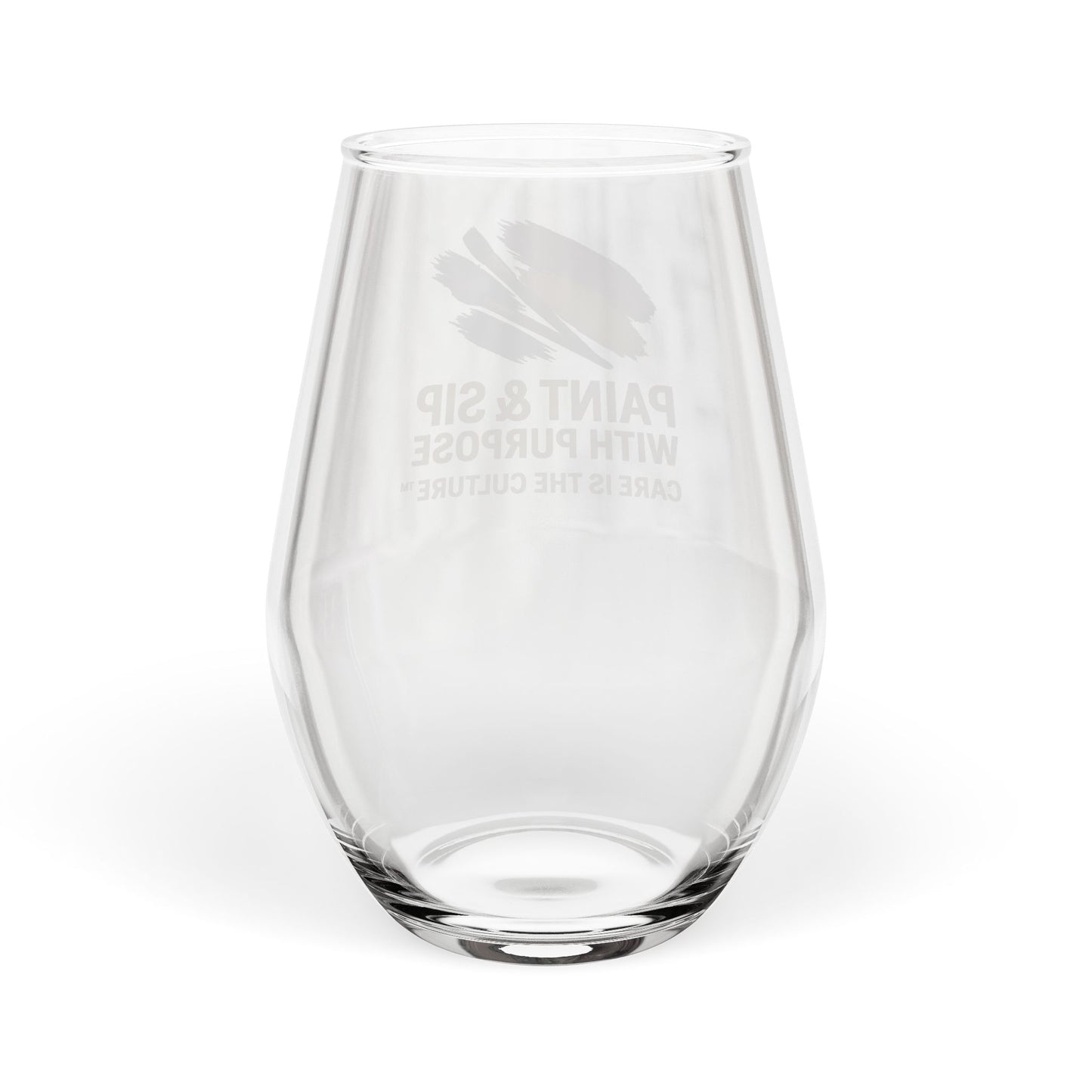 Paint & Sip Stemless Wine Glass — 11.75 oz | 'Paint & Sip With Purpose'