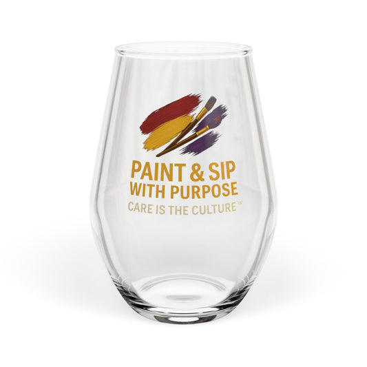 Paint & Sip Stemless Wine Glass — 11.75 oz | 'Paint & Sip With Purpose'