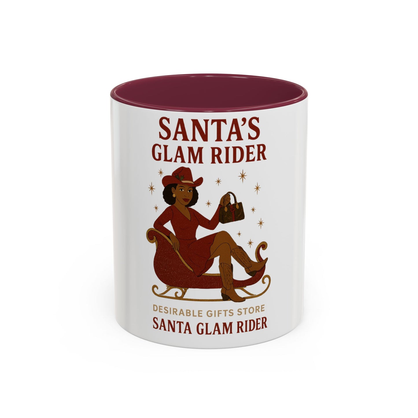 Santa's Glam Rider Mug - Colorful Holiday Coffee Cup for Christmas, Festive Gift, Seasonal Home Decor, Cheerful Beverage Container