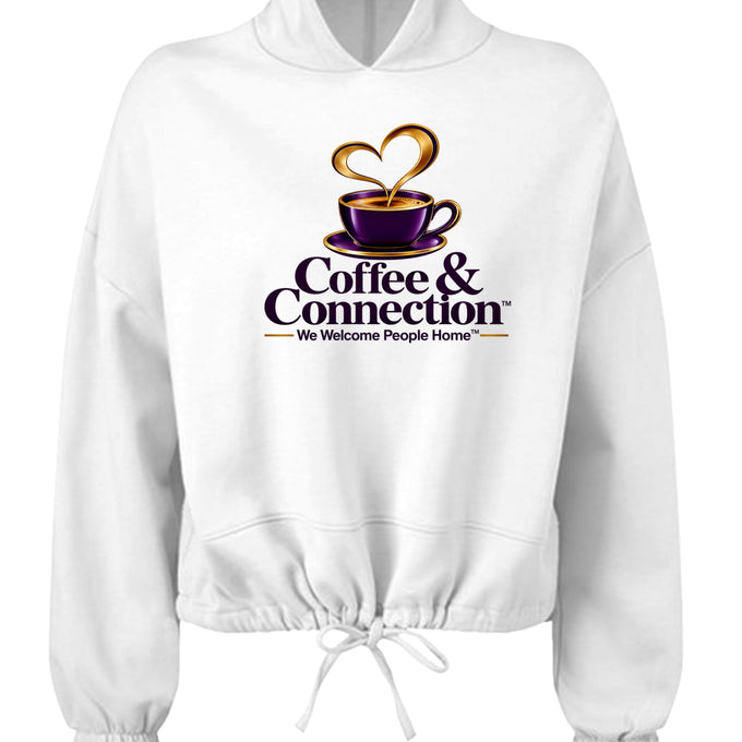 Coffee & Connection™ Women’s Cropped Oversized Hoodie 💜☕